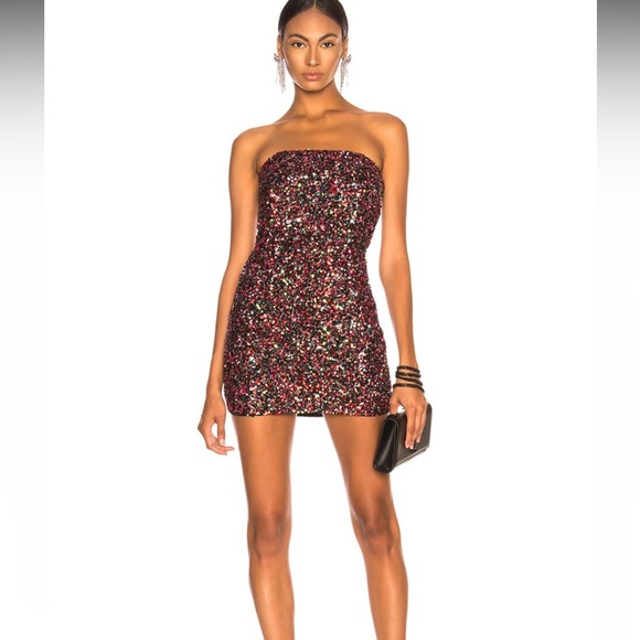 Retrofete Dresses & Skirts - Retrofete Multicolor sequin Strapless Mini Dress Size 4